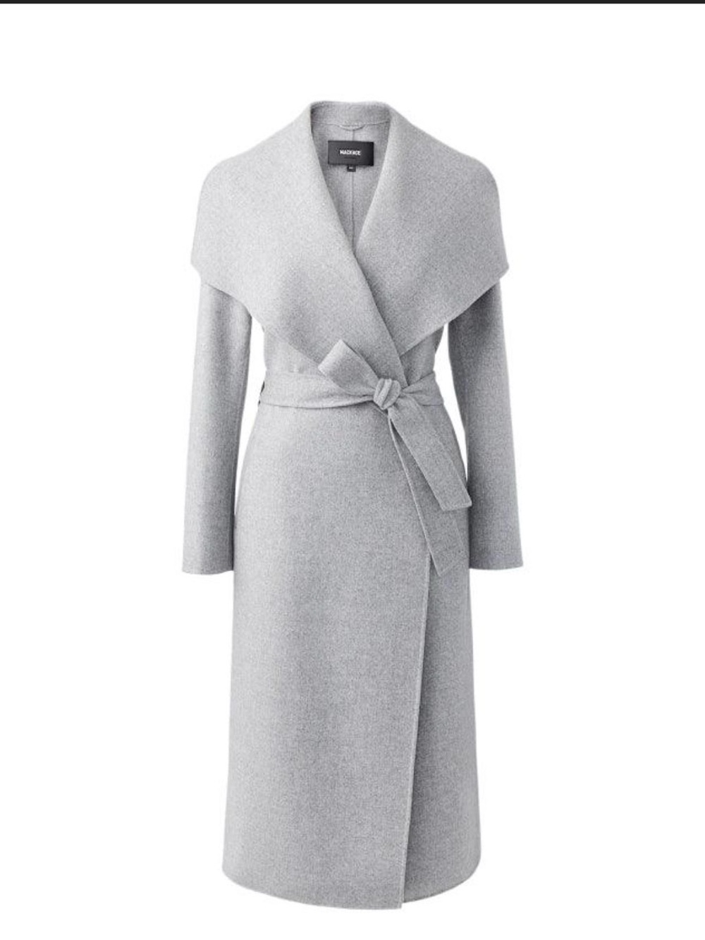 Mackage Mai Light Gray Wrap-Front Wool Blend Long Coat NWT $1190